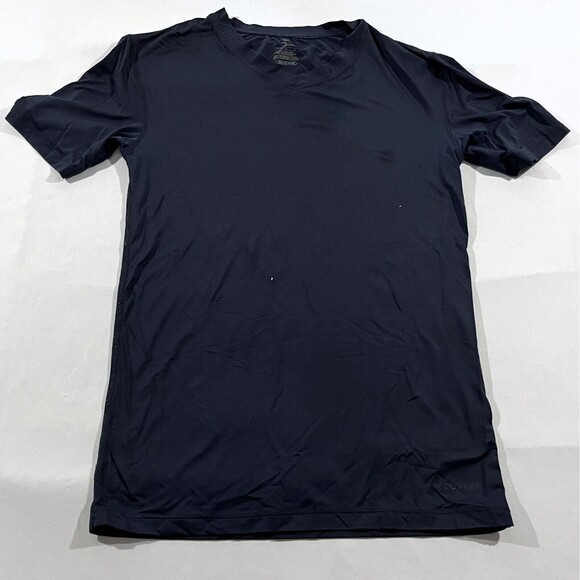 Tommie Copper Women's V Neck Navy Blue Short Sleeve Nylon Stretch T-shirt Top L - Picture 1 of 10